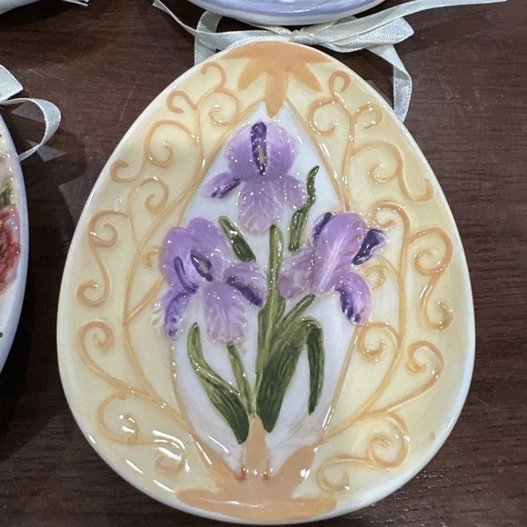 4 MWW Easter Bunny Mini Egg Shaped Spring Floral Plates 3D Hanging Display Chick - Picture 3 of 7